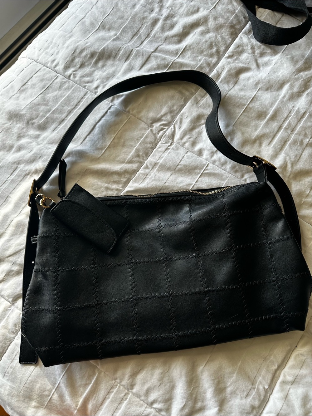 Black Slouchy Checker Bag
